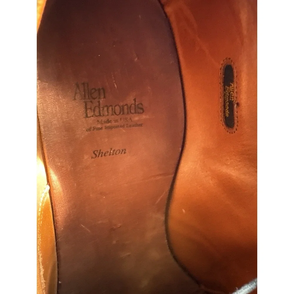 Allen Edmonds Shelton Two Tone Saddle Oxford Brown‎ Dress Shoe men SZ 14B EUC